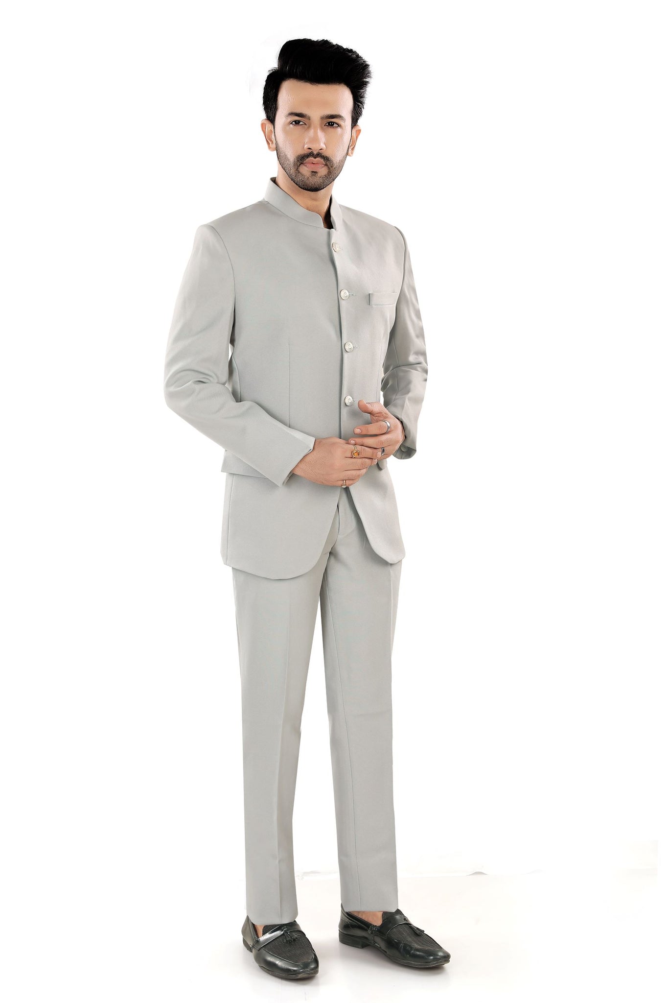 Men's Classic Light Grey Indo-Western Suit (matty)