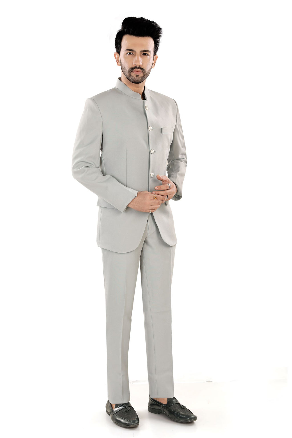 Men's Classic Light Grey Jodhpuri Suit (matty12)