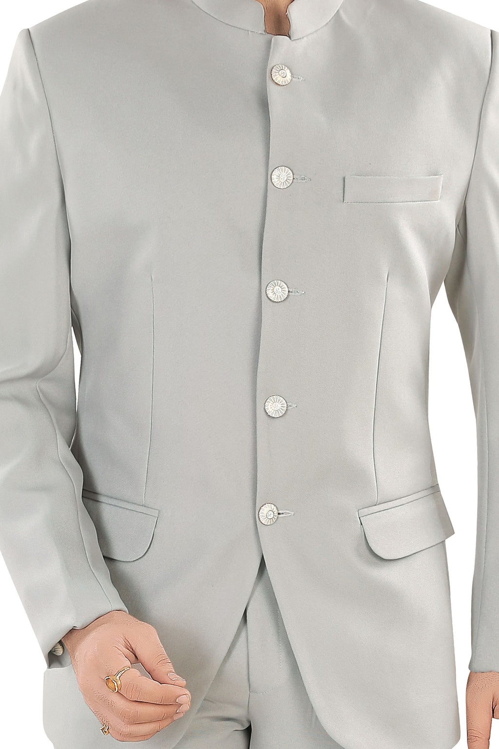 Men's Classic Light Grey Jodhpuri Suit (matty12)