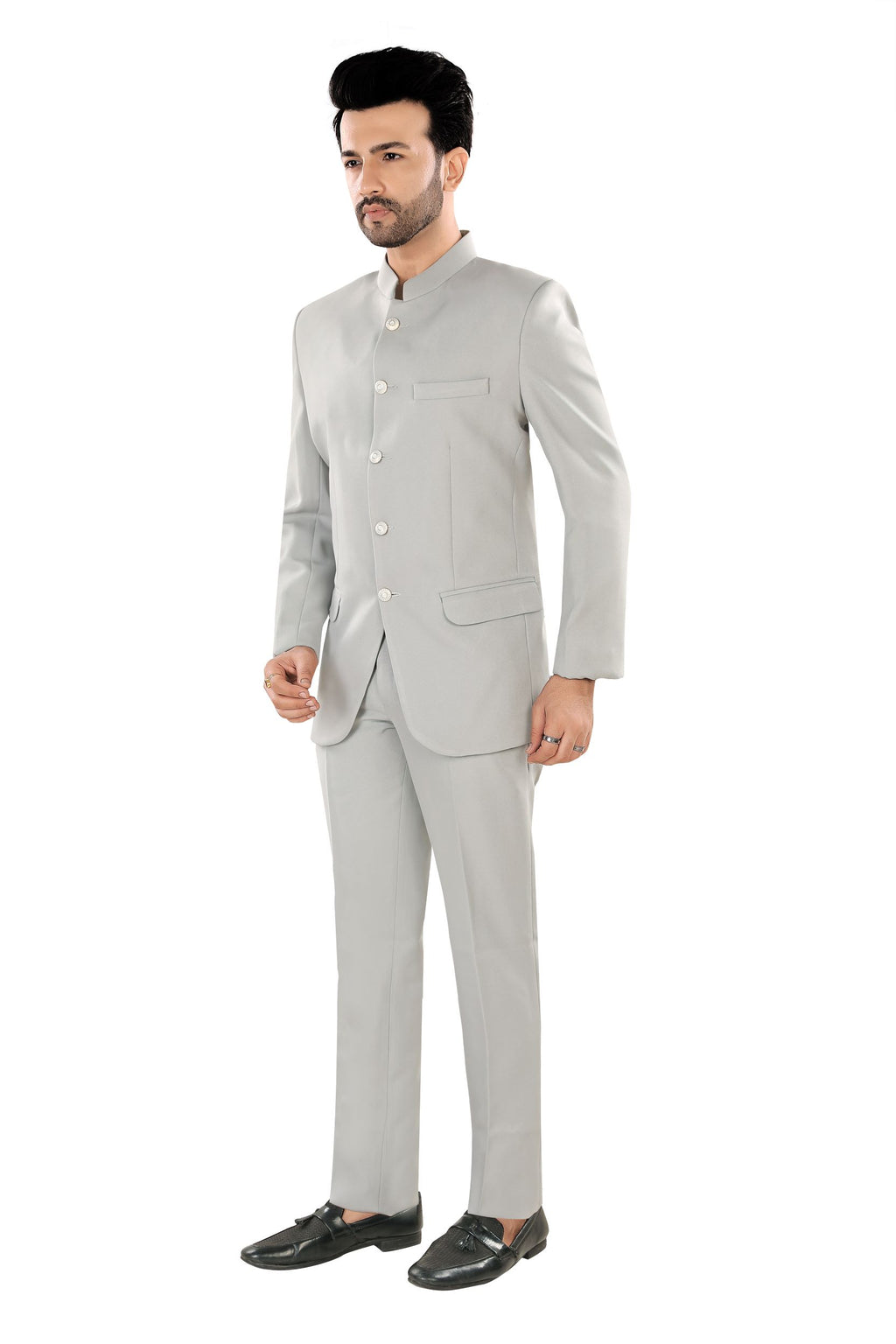 Men's Classic Light Grey Jodhpuri Suit (matty12)