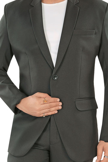 Men Olive Green Slim Fit Blazer (Matty)