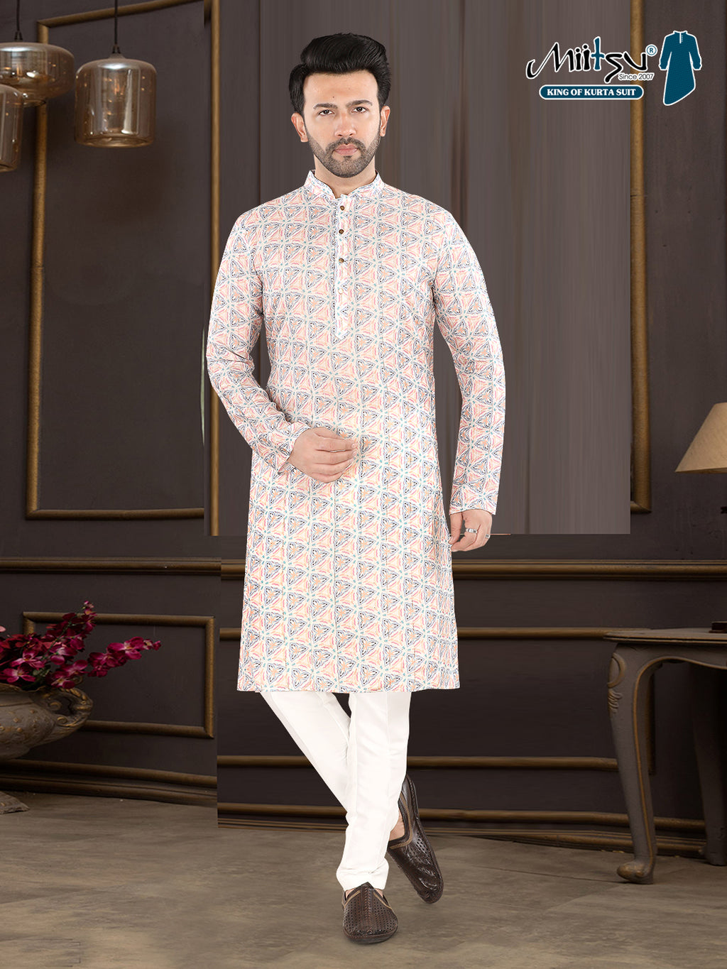 Pastel Prism Heritage Print Kurta (9032)