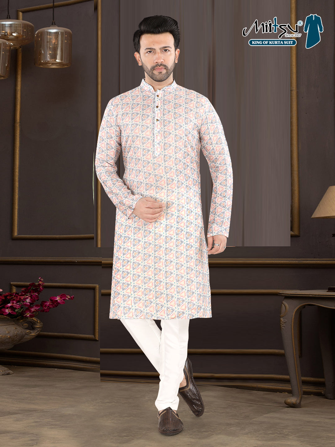 Pastel Prism Heritage Print Kurta (9032)