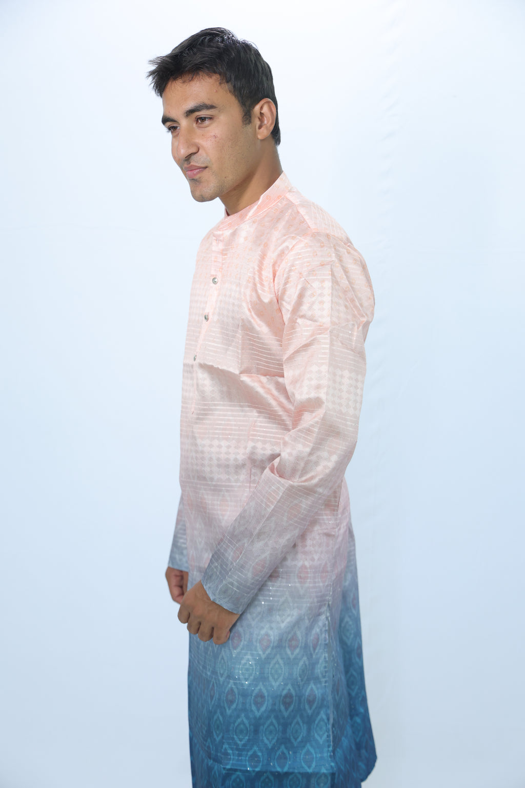 Men's Peach &amp; Midnight Ombre Kurta – Regal Fade Series | Luxe Evening Festive Wear for Men(2020)