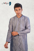 Steel Grey Textured Embroidered Kurta Set (7304)