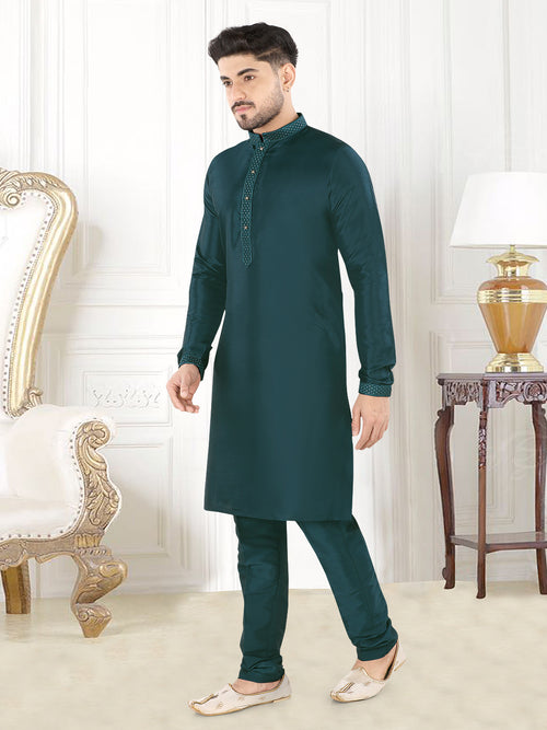 Emerald Royale Silk Kurta Set” – By Miitsu (k119)