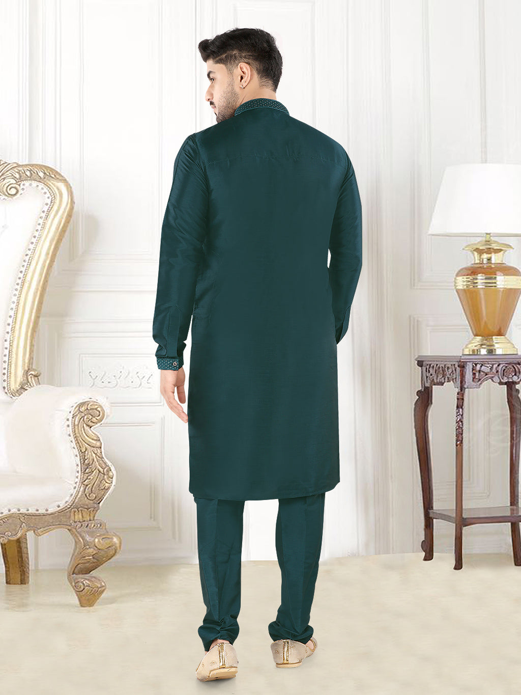 Emerald Royale Silk Kurta Set” – By Miitsu (k119)