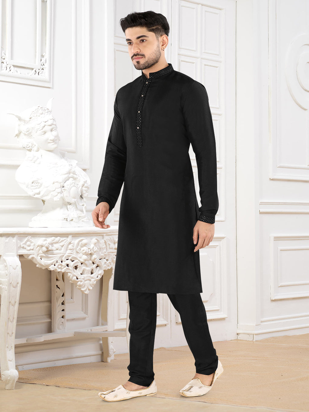 Midnight Sovereign Black Kurta Set” – By Miitsu (k119)