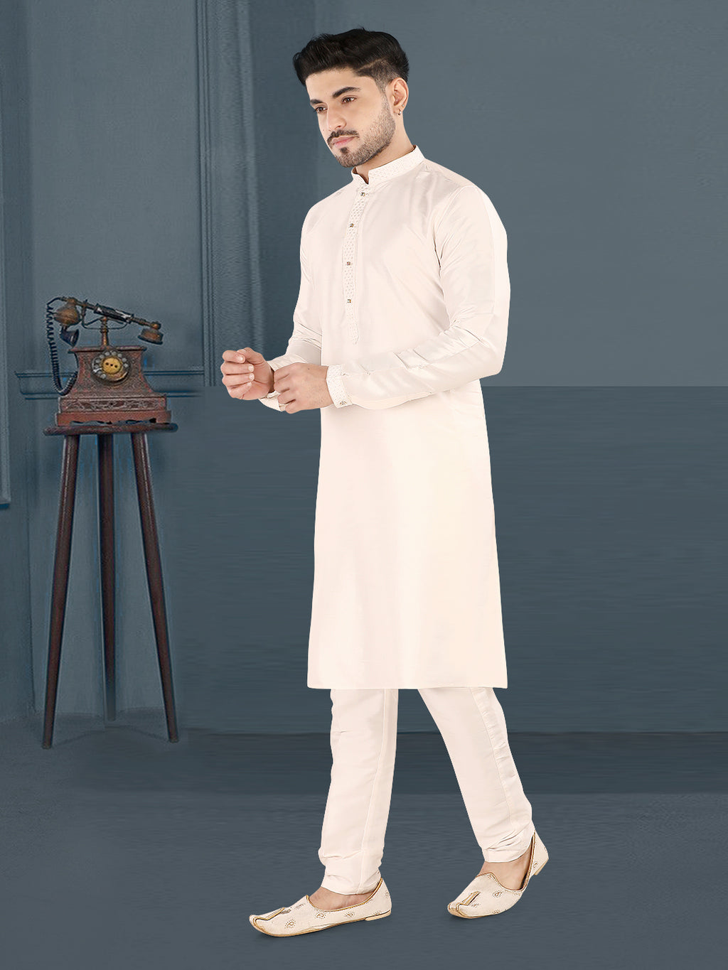 Ivory Grace Cream Kurta Set – By Miitsu (k119)