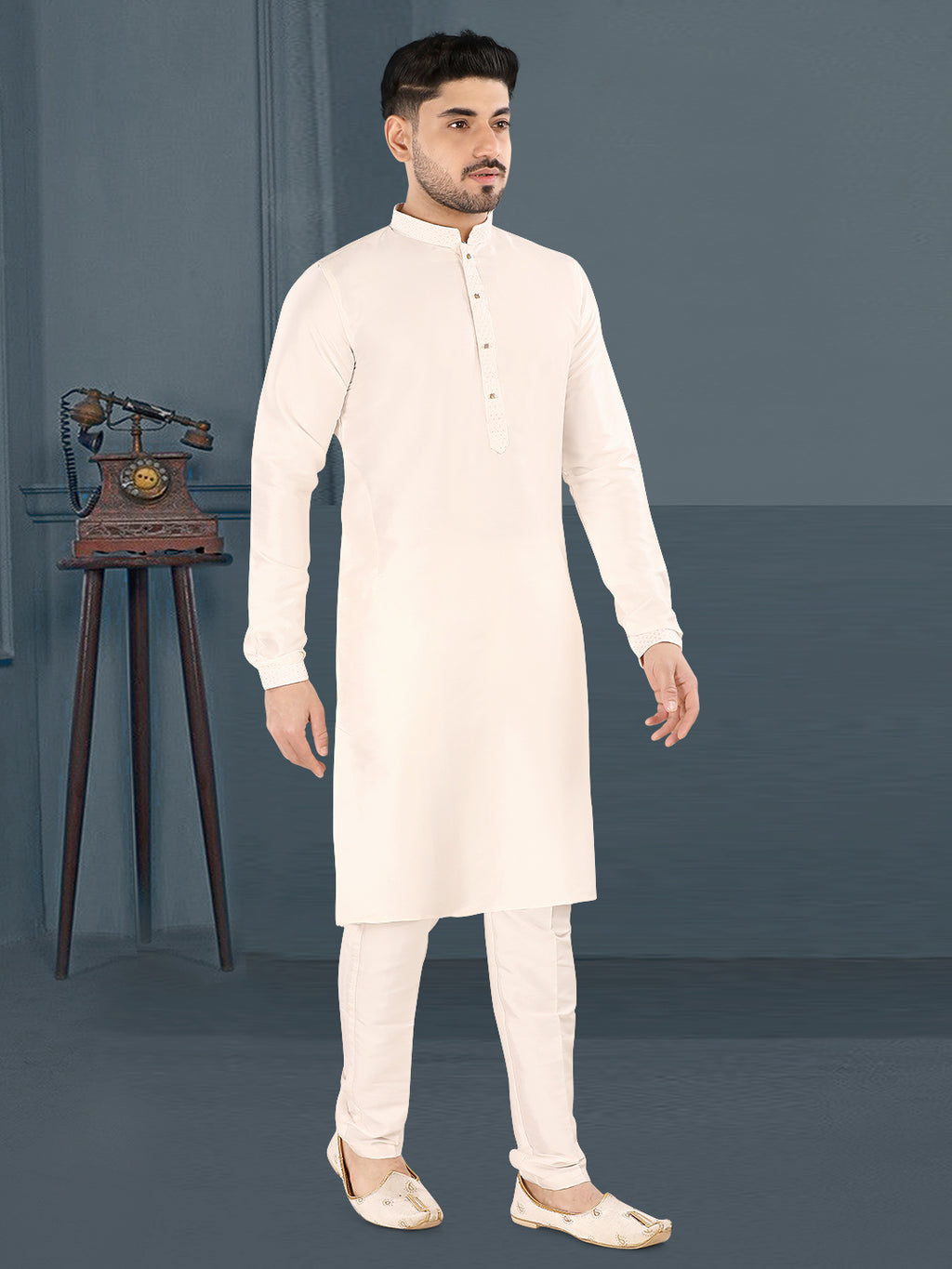 Ivory Grace Cream Kurta Set – By Miitsu (k119)