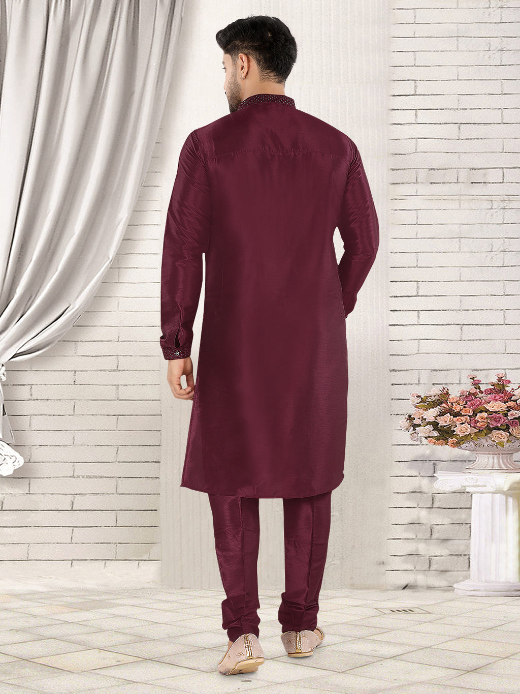 Royal Wine Classic Kurta Set – Refined Festive Elegance (k119)