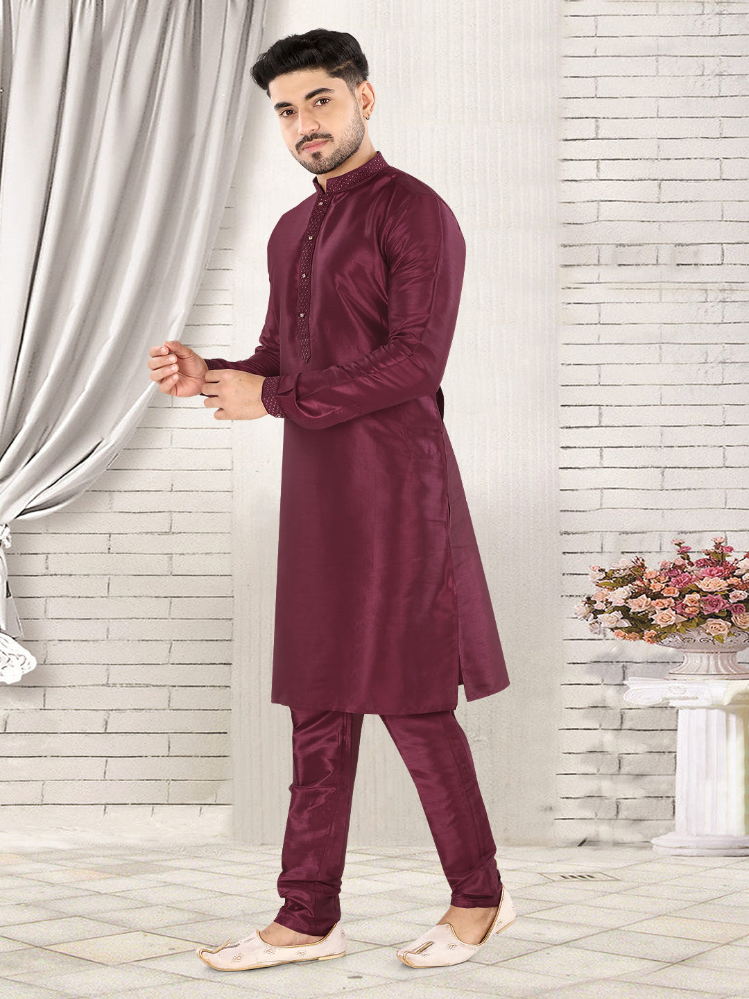 Royal Wine Classic Kurta Set – Refined Festive Elegance (k119)