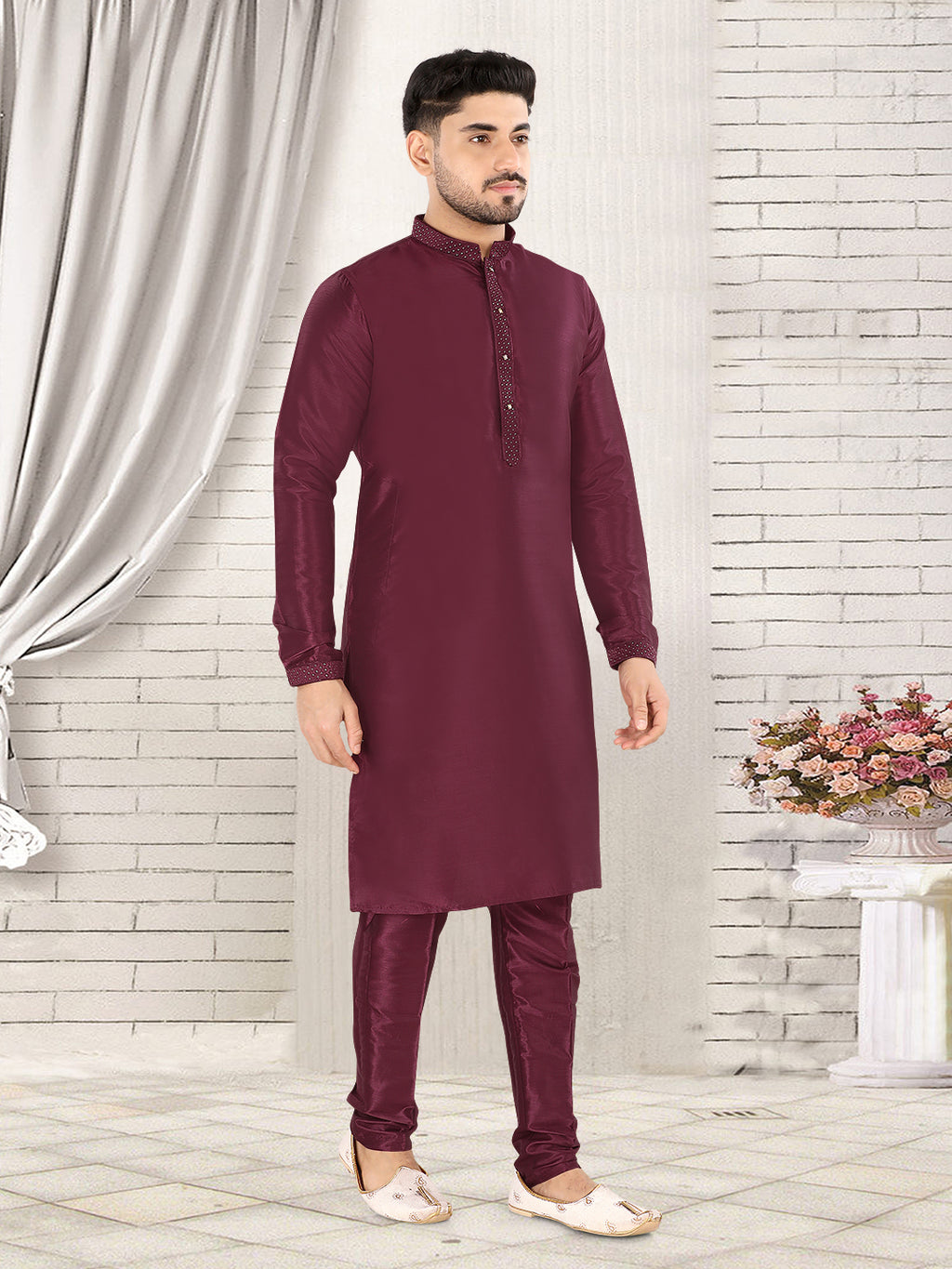Royal Wine Classic Kurta Set – Refined Festive Elegance (k119)