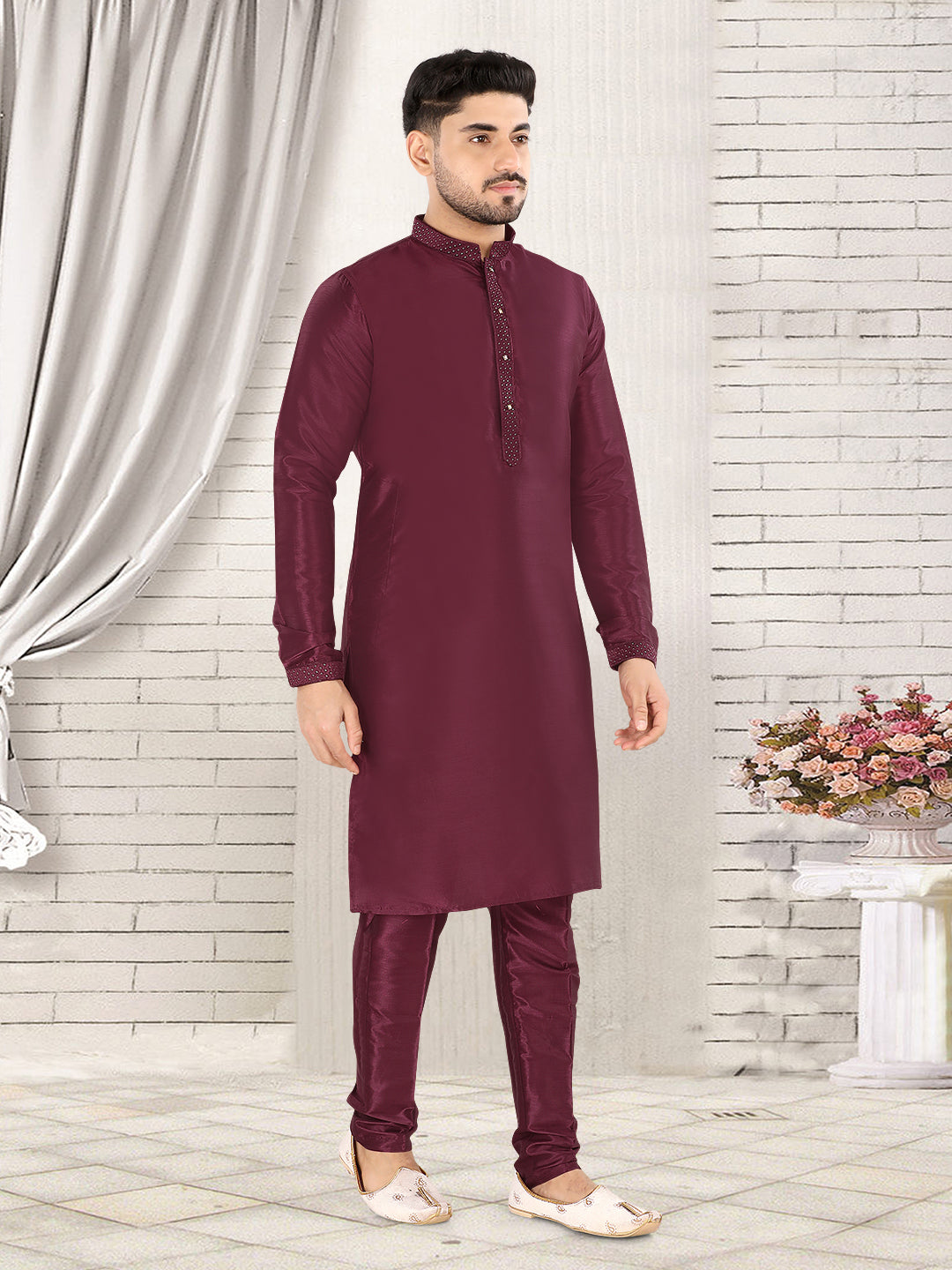Royal Wine Classic Kurta Set – Refined Festive Elegance (k119)