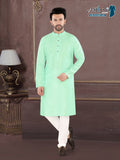 Mint Green Self-Textured Kurta Set with Mandarin Collar (4250)