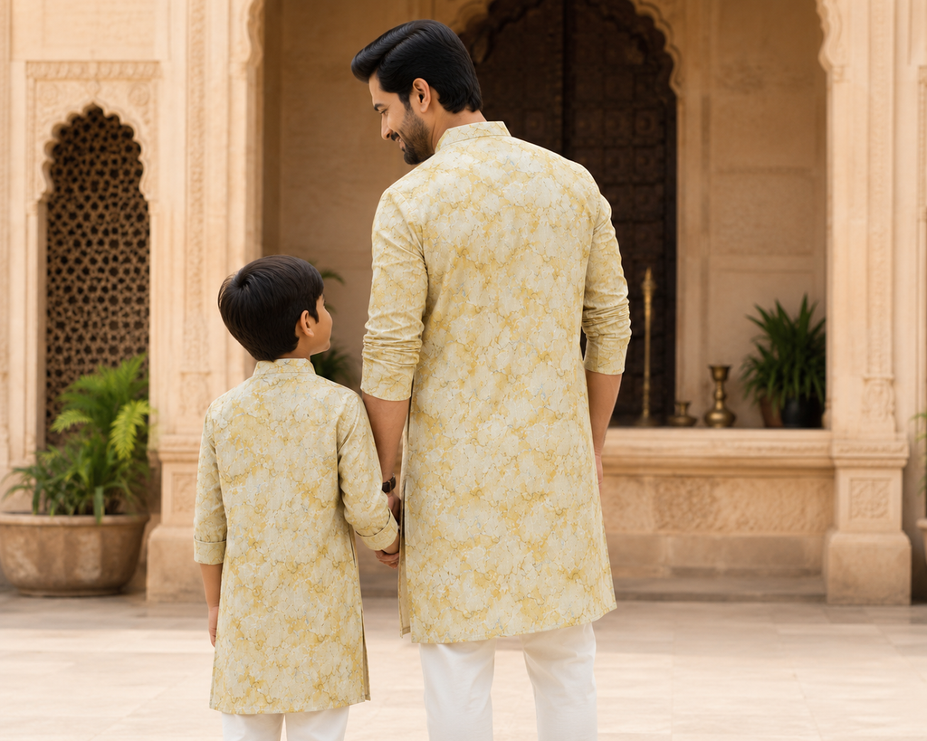 Golden Sand Father-Son Twinning Kurta Combo (4545)