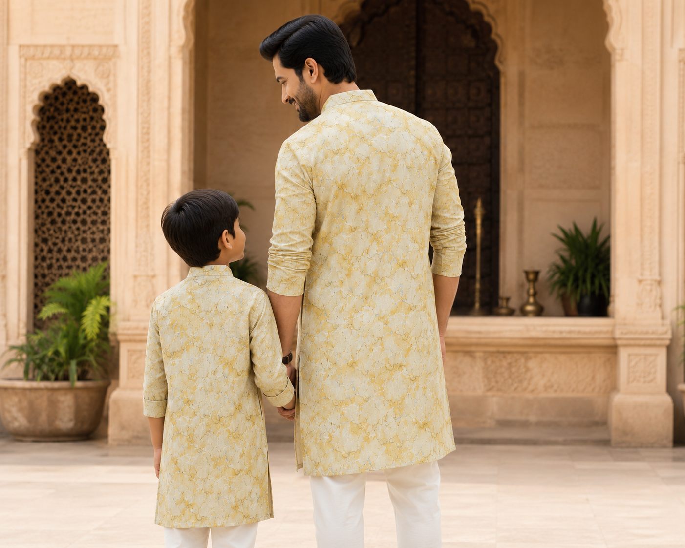 Golden Sand Father-Son Twinning Kurta Combo (4545)