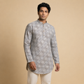 Silver Green Printed Apple Cut Short Kurta (453)