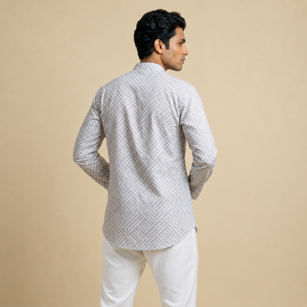 Men's Geometric Print Short Kurta (430)