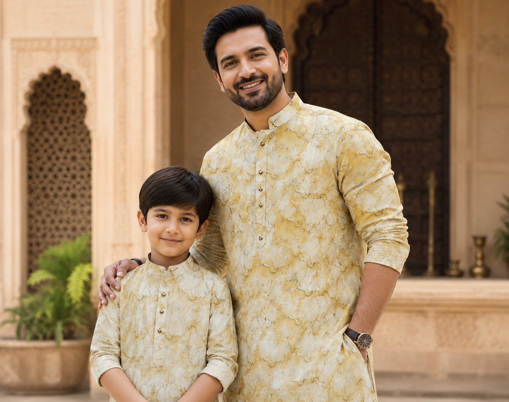 Golden Sand Father-Son Twinning Kurta Combo (4545)