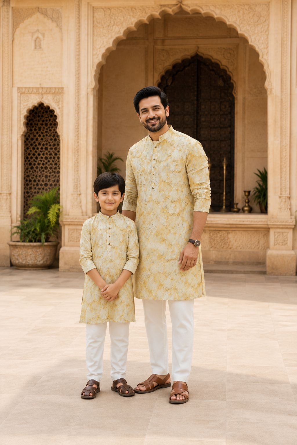 Golden Sand Father-Son Twinning Kurta Combo (4545)
