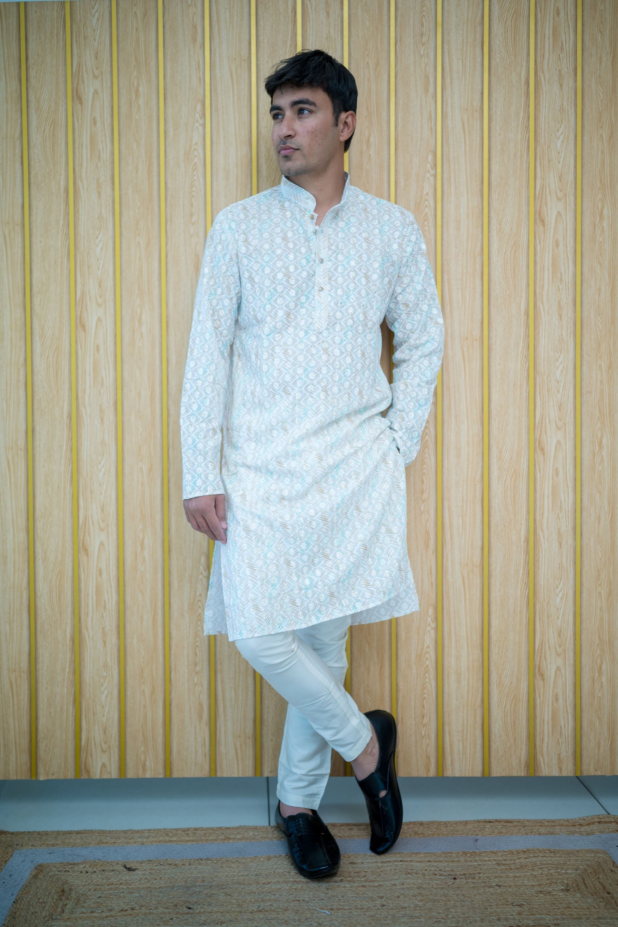 Skyblue Lucknowi Kurta(4392)