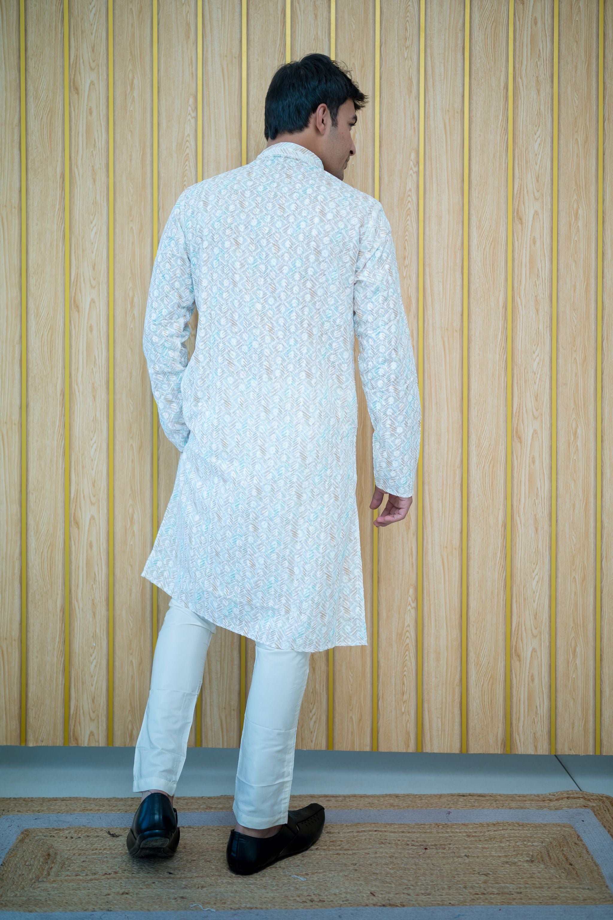 Skyblue Lucknowi Kurta(4392)