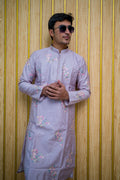 Floral Thread Work with Mirror Lucknowi Kurta(10048)