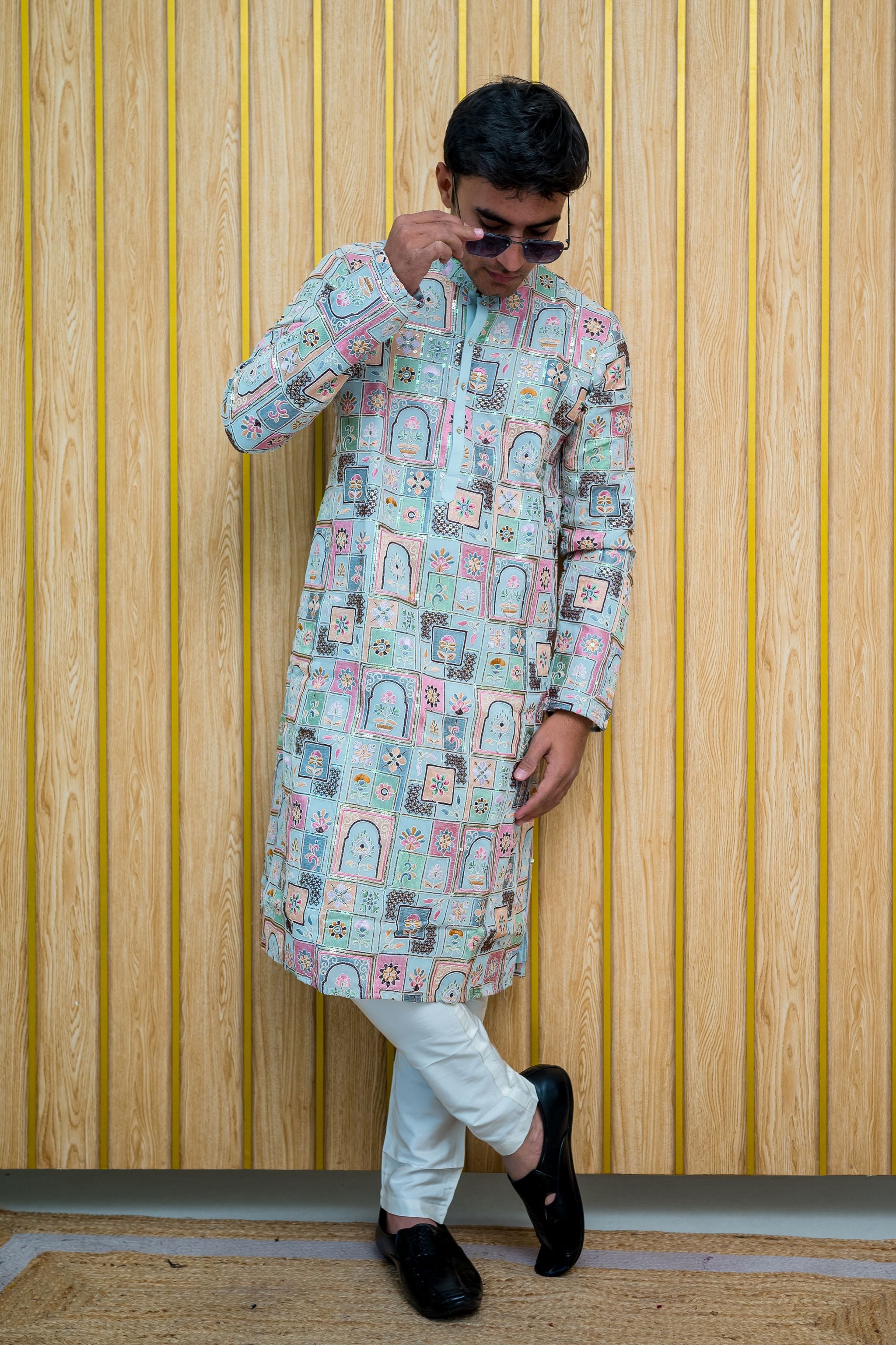 Printed Lucknowi Kurta (10045)