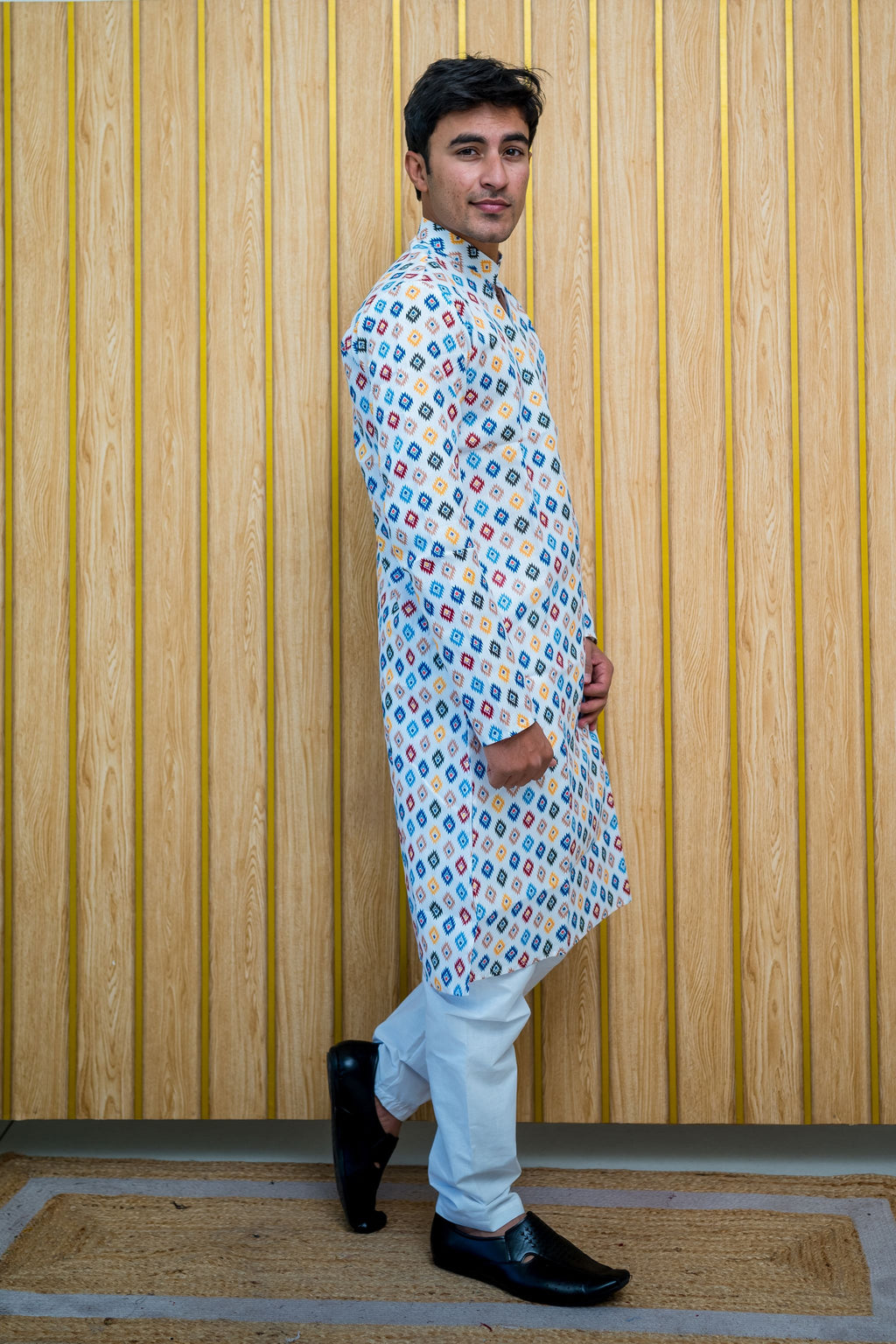 Hand-Block Printed Men's Patoda Cotton Kurta(2684)