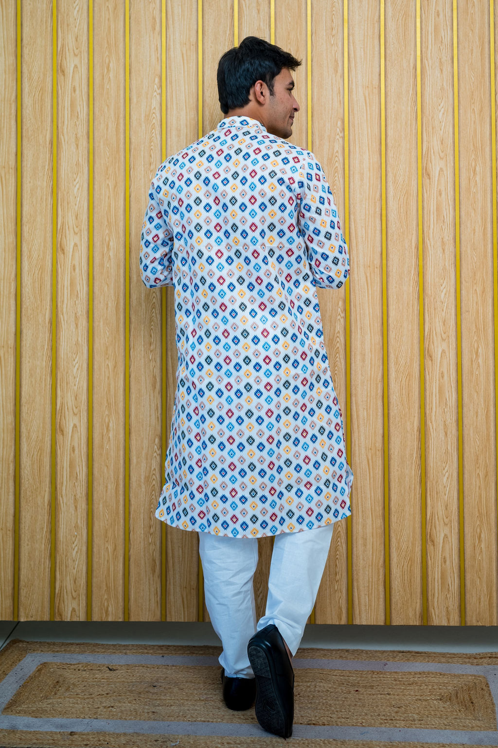 Hand-Block Printed Men's Patoda Cotton Kurta(2684)