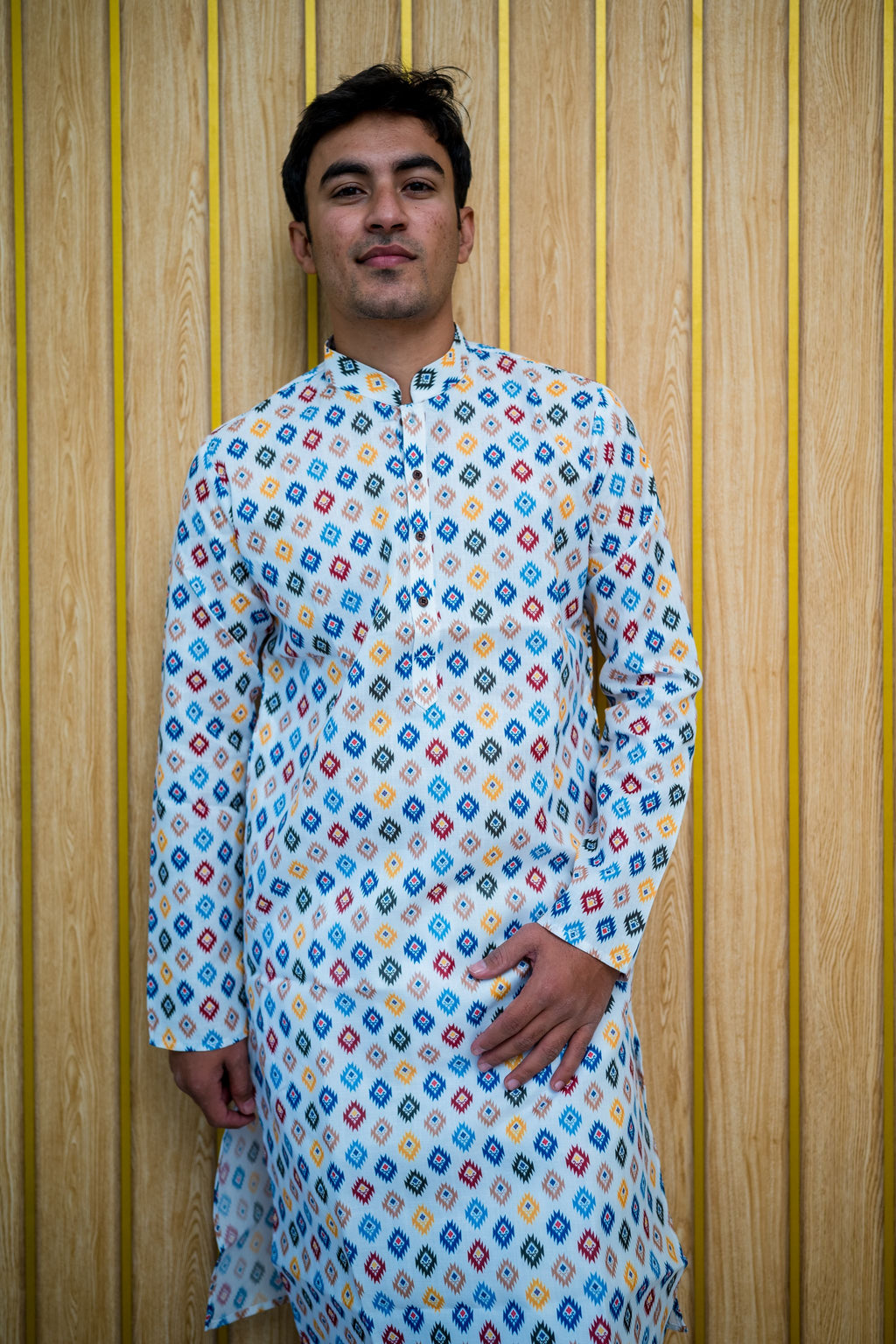 Hand-Block Printed Men's Patoda Cotton Kurta(2684)