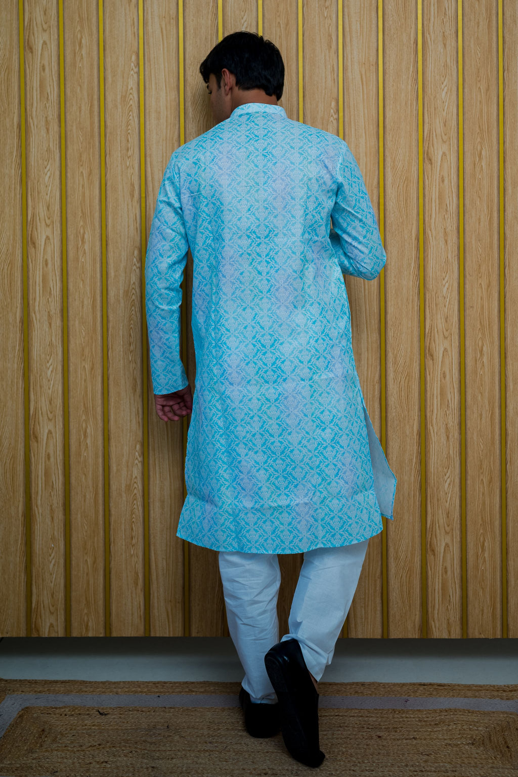 Elegant Sky Blue Printed Cotton Kurta(2679)