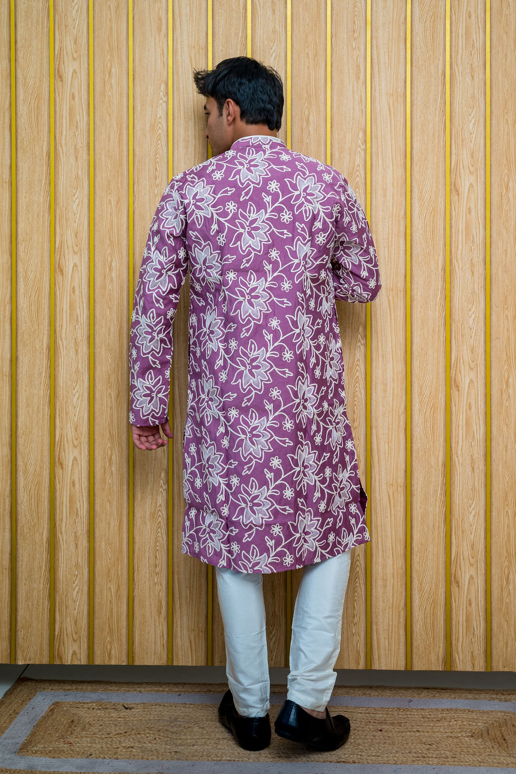 Purple Floral Thread Work Kurta(10058)