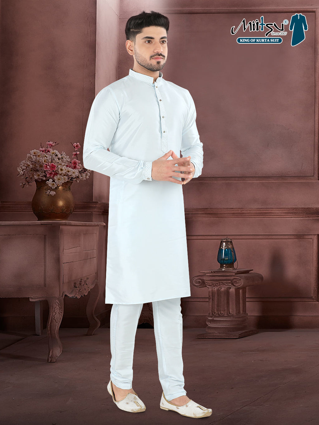 Sky Whisper Premium Kurta Set – Elegant Light Sky Blue Ethnic Wear(k119)