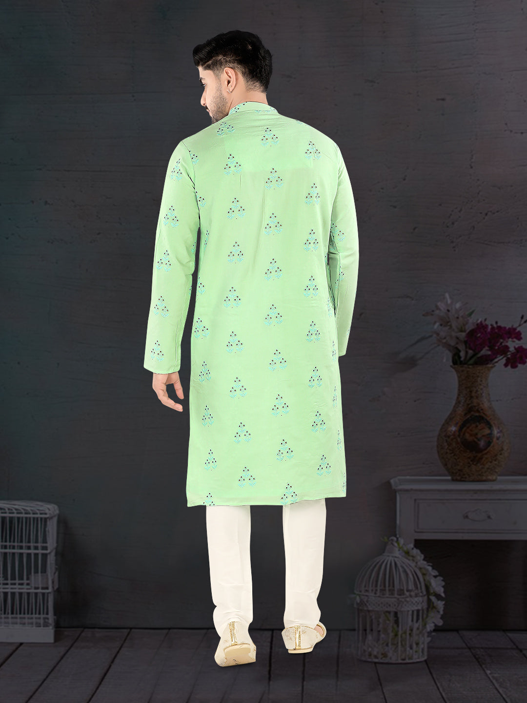 Pista Bloom Embroidered Kurta Set (10146)