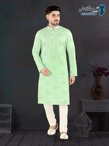 Pista Bloom Embroidered Kurta Set (10146)