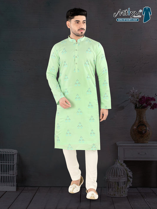 Pista Bloom Embroidered Kurta Set (10146)