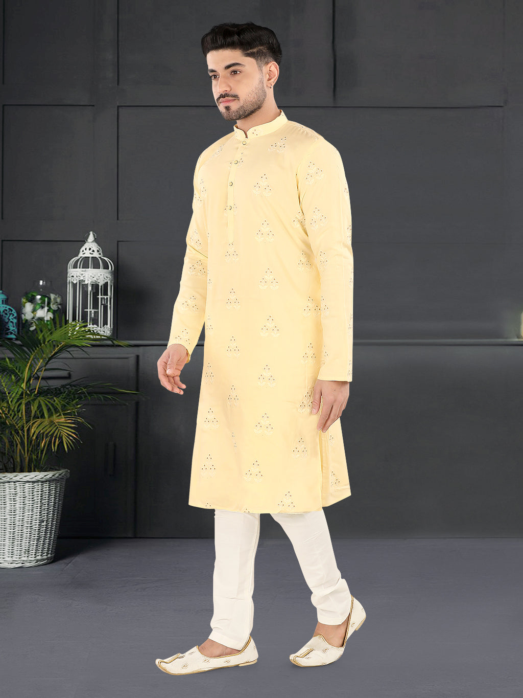 Sunlit Ivory Butti Kurta Set (10146)