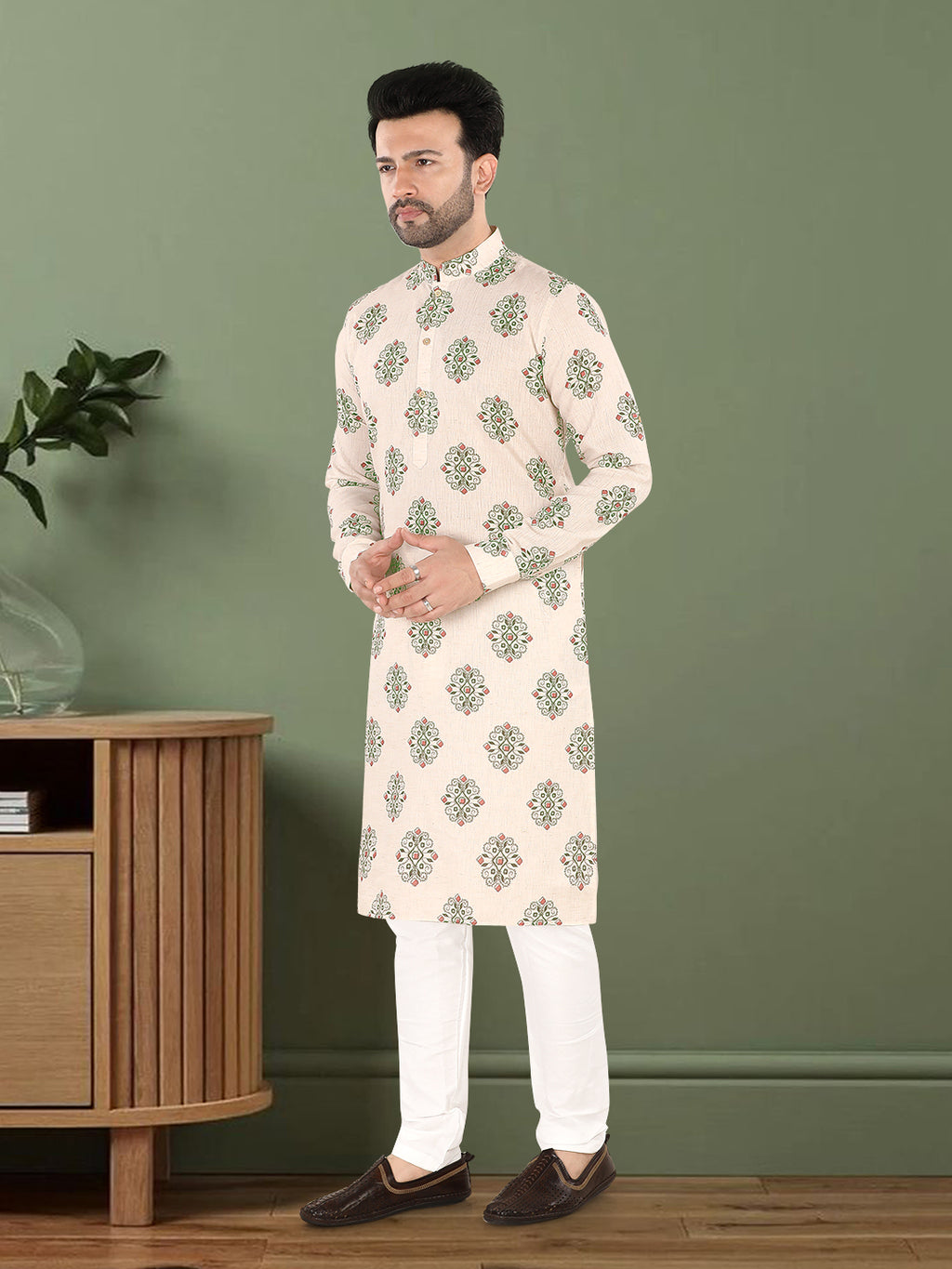 Soft Bloom Motif Kurta” – By Miitsu (20196)
