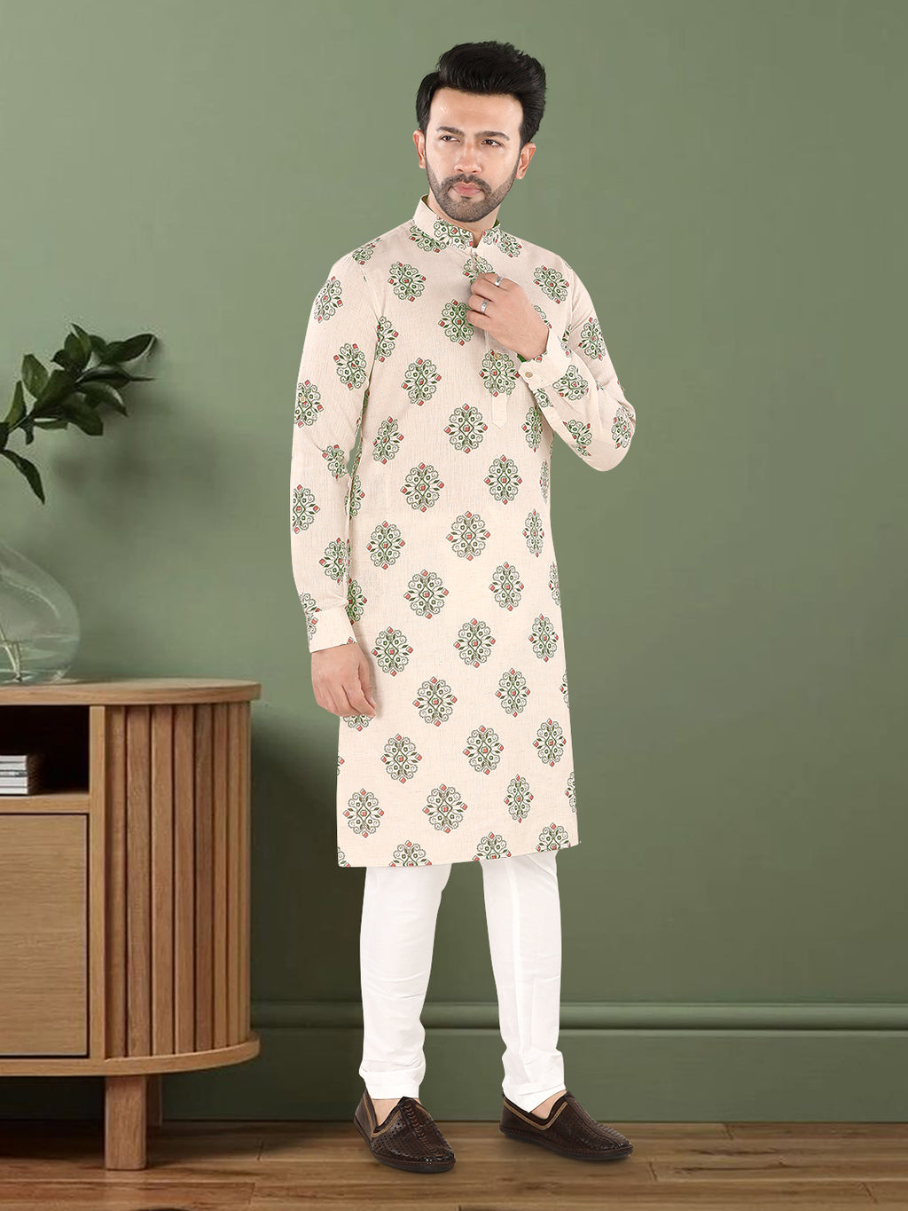 Soft Bloom Motif Kurta” – By Miitsu (20196)