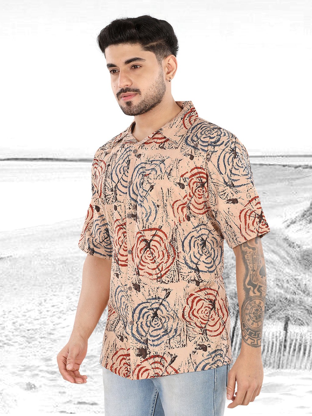 Men’s Ajrakh Printed Half Sleeve Casual Shirt(1112)
