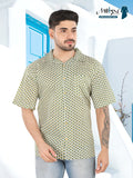 Ivory Micro Motif Ajrakh Printed Casual Shirt(1117)