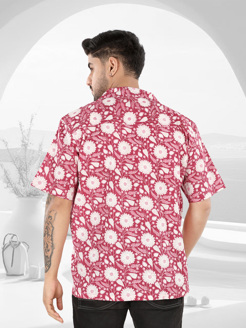 Crimson Bloom Ajrakh Printed Casual Shirt (1102)