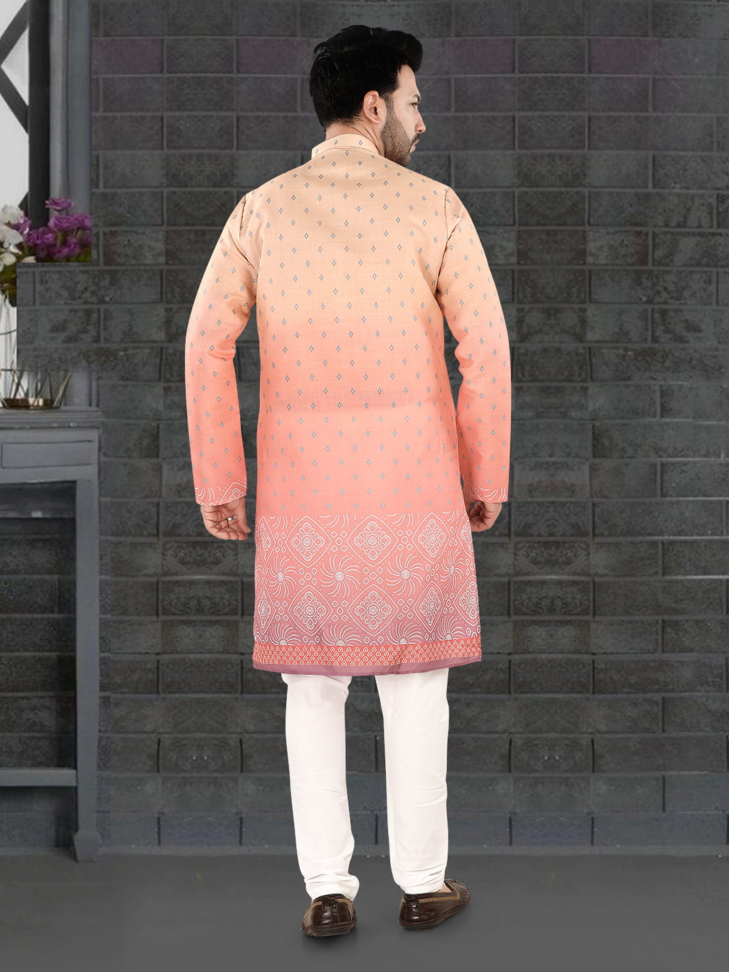 Pink Ethnic Print Kurta (7081)