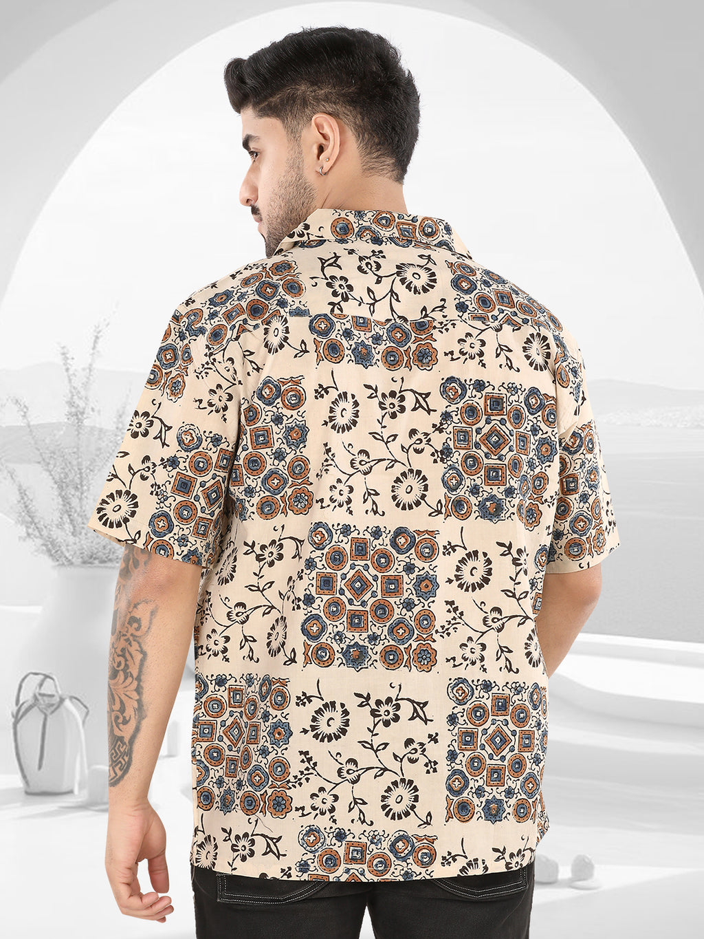 Sandstone Heritage Floral Ajrakh Printed Casual Shirt (1110)