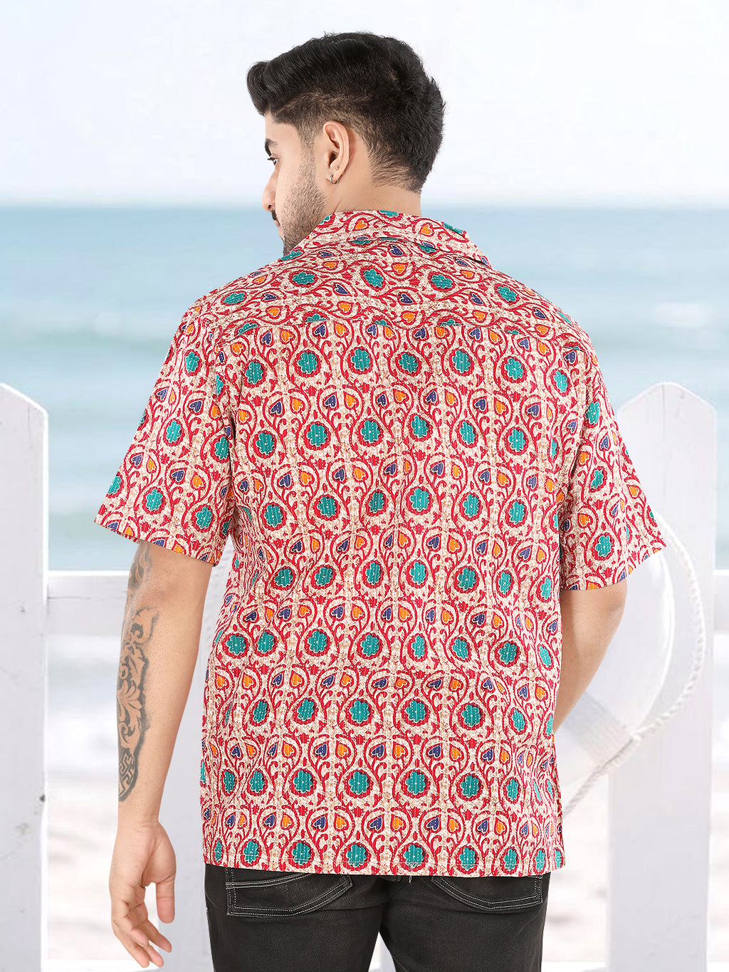 Crimson Coast Ethnic Ajrakh Printed Casual Shirt(1115)