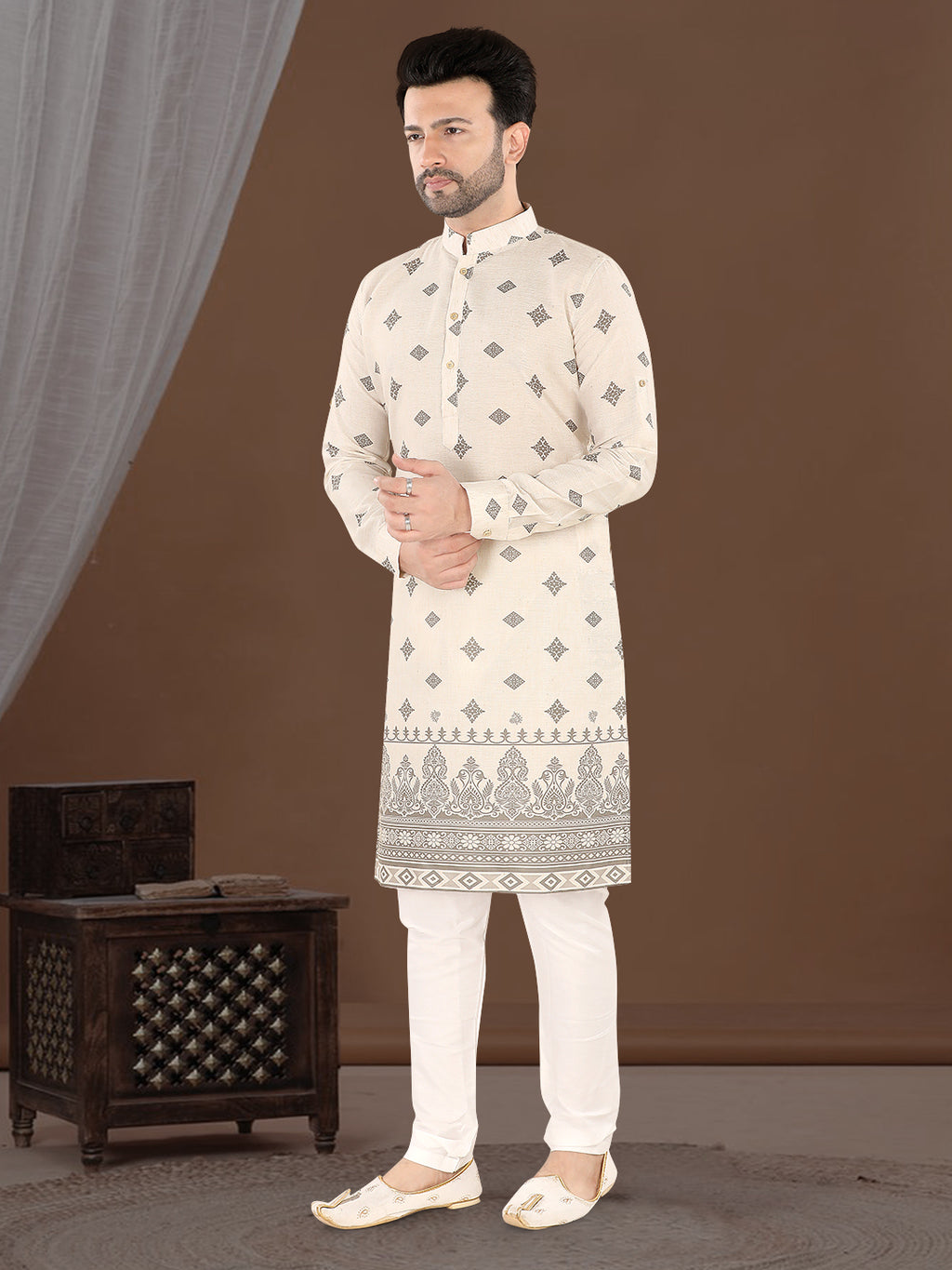 Ivory Heritage Motif Kurta (20189)