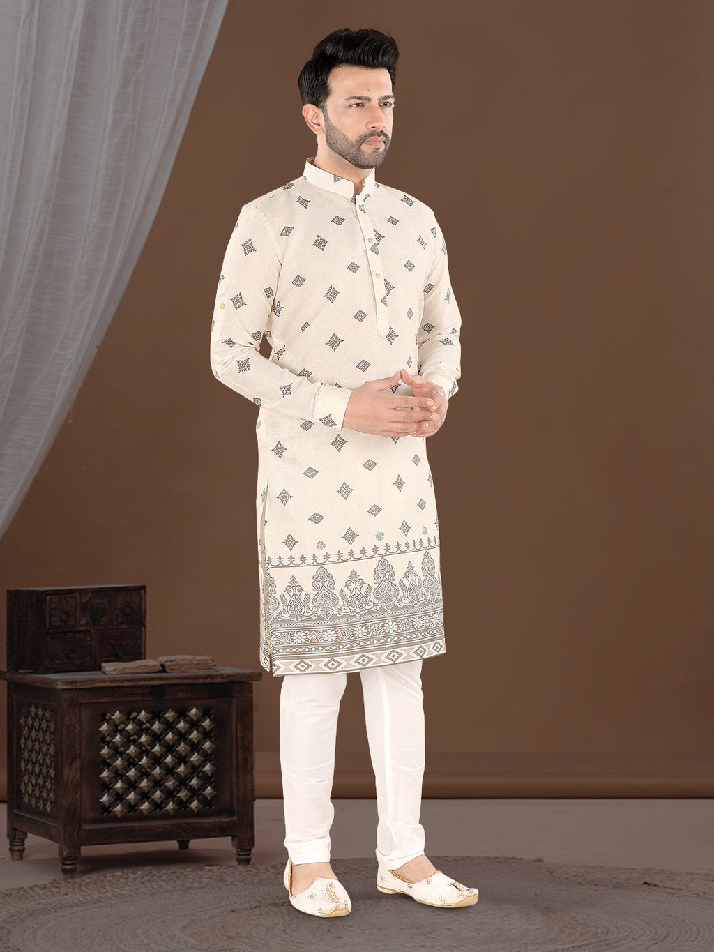 Ivory Heritage Motif Kurta (20189)