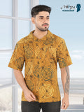 Mustard Abstract Ajrakh Print Half Sleeve Casual Shirt(1112)